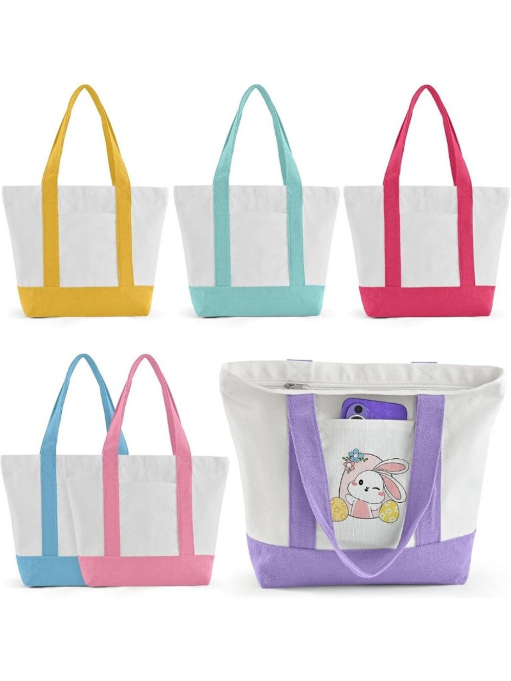 Stylish Mini Canvas Tote Bag with Pockets & Zipper - Perfect Small Everyday Bag
